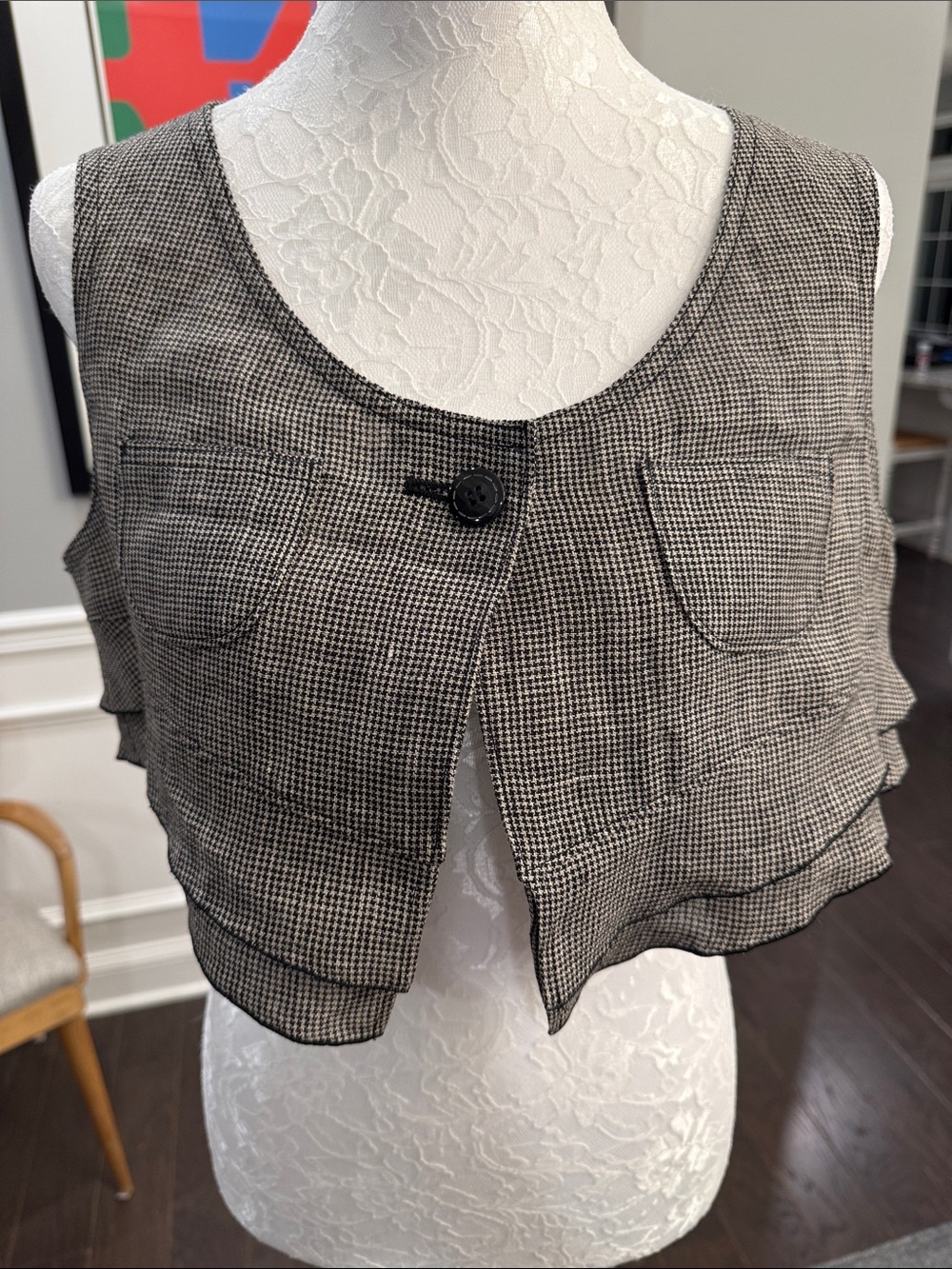 Japanese Label t.b Checked Layered Crop Vest